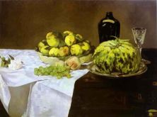 Haga click para ver la imagen ampliada still life with melon and peaches.jpg